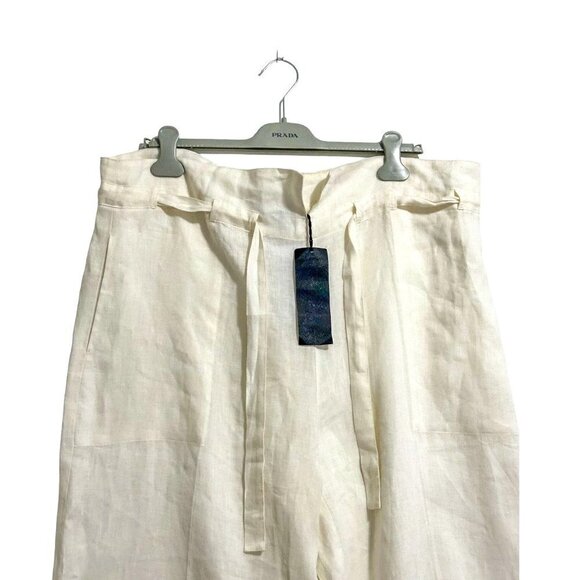 NILI LOTAN Esmae Linen Wide-leg Pants In White, Size M, New with tag‎ - Picture 7 of 16